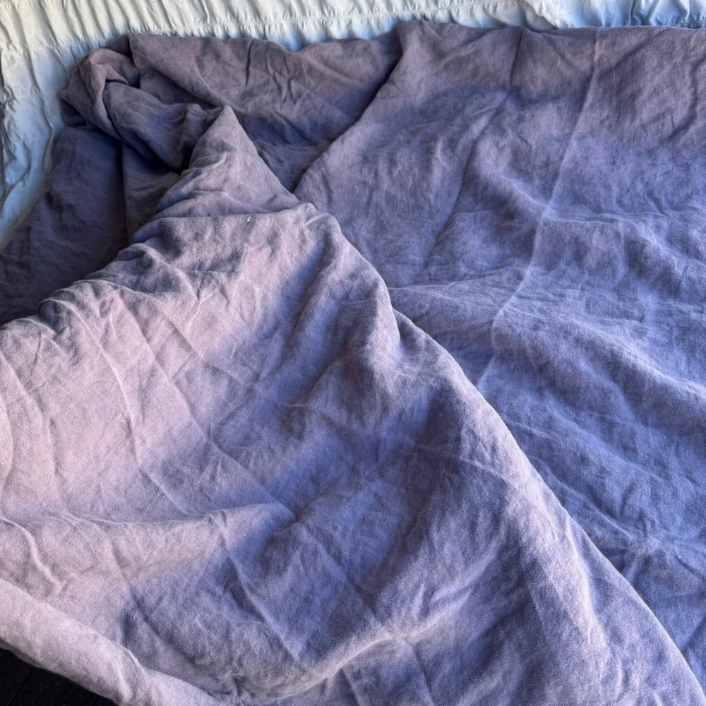 Restoration Hardware Duvet Cover Full/Queen Purple Stonewashed Belgian Linen